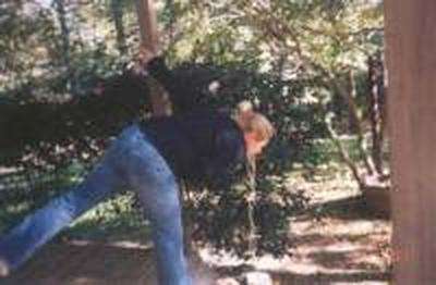 Women puking in the woods vomit